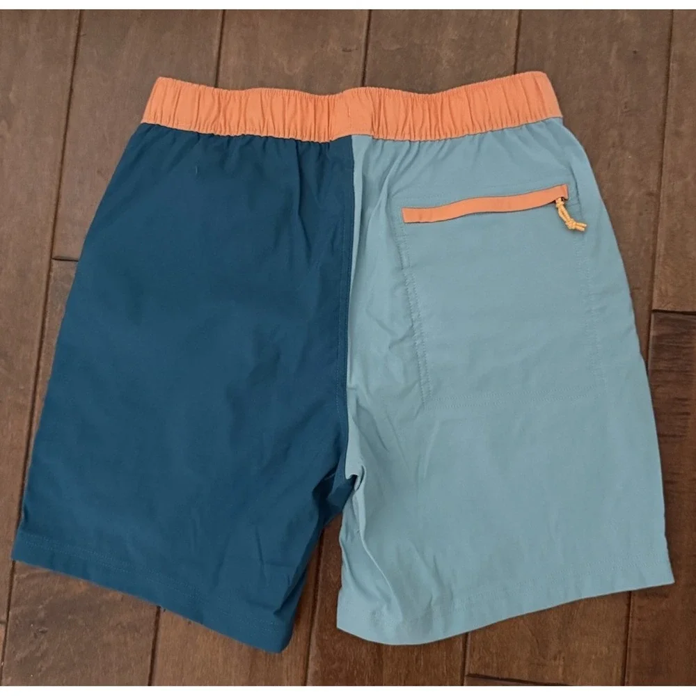 The North Face Mens Color Block Class V Pull-On Shorts Small Blue Peach EUC
